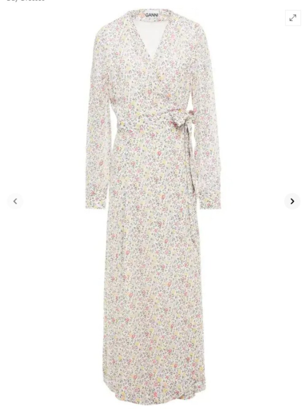 GANNI Floral Print Georgette Maxi Wrap Dress 34 US 4